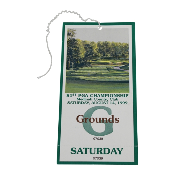 1999 PGA Championship at Medinah Saturday Grounds Ticket #07039 - Tiger Woods Win