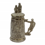 Golfer Themed Porcelain Stein with Golfer Handle Artist Sample by Artist Bill Waugh