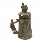 Golfer Themed Porcelain Stein with Golfer Handle Artist Sample by Artist Bill Waugh
