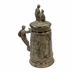Golfer Themed Porcelain Stein with Golfer Handle Artist Sample by Artist Bill Waugh