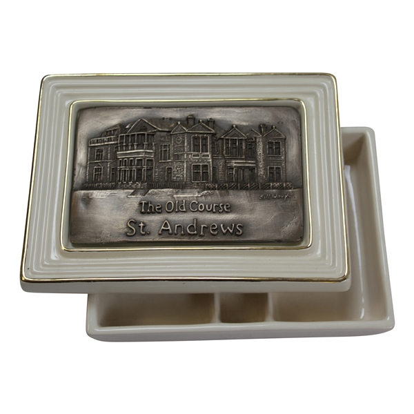 The Old Course St. Andrews Royal English Porcelain Card Holder Handcrafted by Artist Bill Waugh