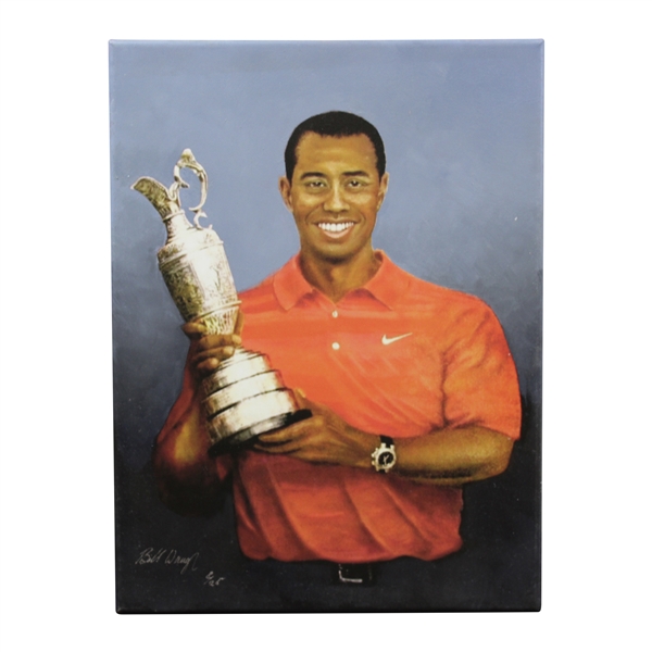 Tiger Woods with Claret Jug Ltd Ed Canvas Giclée Print by Bill Waugh #8/25