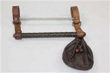 Antique Leather Hickory Golf Club Carrier with Leather Golf Ball Pouch