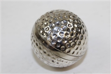 Sterling Silver Golf Ball in Wooden Case - Splits Open