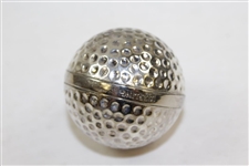 Sterling Silver Golf Ball in Wooden Case - Splits Open