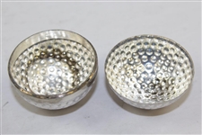 Sterling Silver Golf Ball in Wooden Case - Splits Open