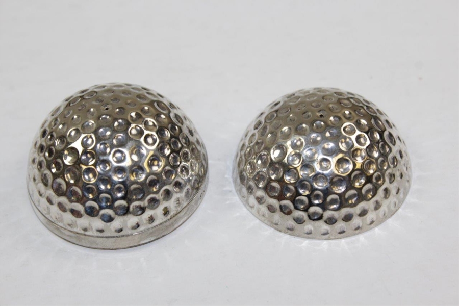 Sterling Silver Golf Ball in Wooden Case - Splits Open