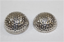 Sterling Silver Golf Ball in Wooden Case - Splits Open