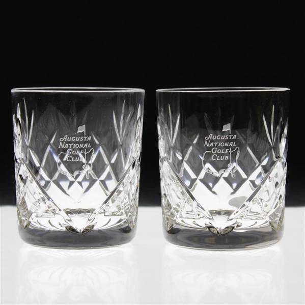 Pair of Augusta National Golf Club Members Only Crystal Rocks Glasses - New In Box
