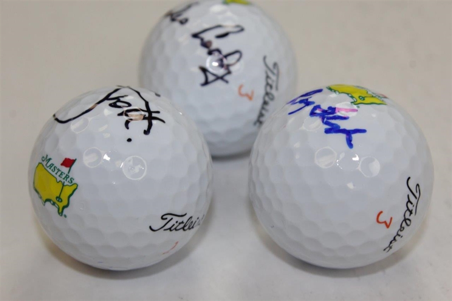 Charles Coody, Ray Floyd, & Adam Scott Signed Masters Logo Golf Balls JSA ALOA