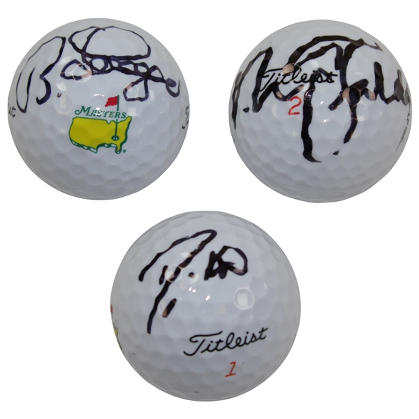Bernhard Langer, Nick Faldo, & Danny Willett Signed Masters Logo Golf Balls JSA ALOA
