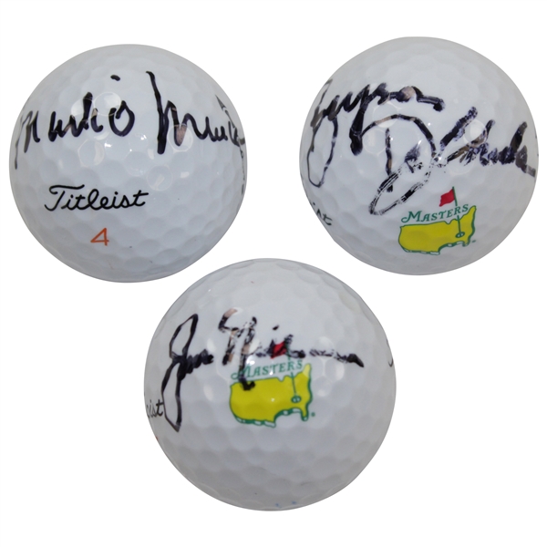 Jack Nicklaus, Bryson DeChambeau, & Mark OMeara Signed Masters Logo Golf Balls JSA ALOA
