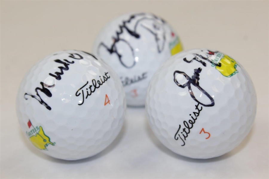 Jack Nicklaus, Bryson DeChambeau, & Mark O'Meara Signed Masters Logo Golf Balls JSA ALOA