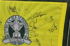 Seve, Payne, Jack & other PGA Champions Signed 1995 Riviera Pinney Embroidered Flag - Framed JSA ALOA