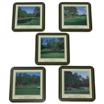 Complete Set of Five (5) Augusta National Golf Club Square Drink Coasters - Holes 2, 6, 12, 15, & 16