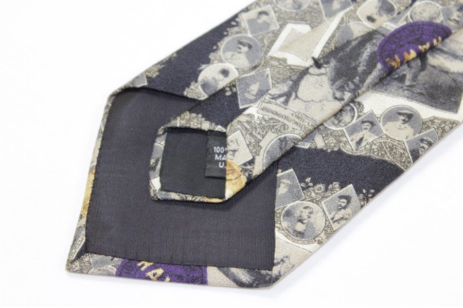 Hawk' Ben Hogan & others Golf Themed Structure 100% Silk Tie with Sepia and Black & White Images