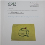 Sam Snead Signed 2001 Masters Embroidered Flag with Years Won Notation JSA ALOA