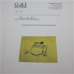 Arnold Palmer Signed 2001 Masters Embroidered Flag  JSA ALOA