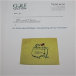 Jack Nicklaus Signed 2002 Masters Embroidered Flag with Years Won Notation JSA ALOA