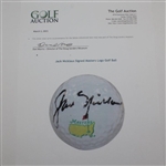 Jack Nicklaus Signed Masters Logo Golf Ball JSA ALOA