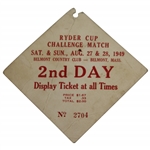 Demaret, Snead, Nelson, & Mangrum Signed 1949 Ryder Cup 2nd Day Ticket JSA FULL #BB50944