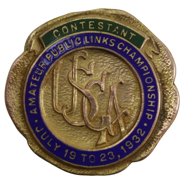 1932 USGA  Amateur Public links Championship Contestant Badge
