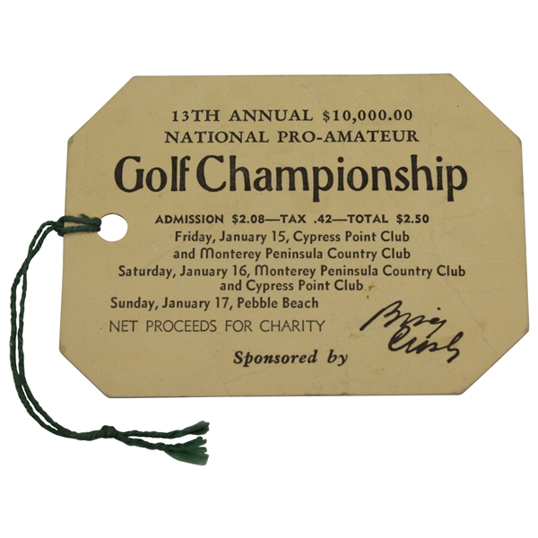 1954  Bing Crosby Pro Am Championship at Pebble/Monterey/Cypress Ticket #3027