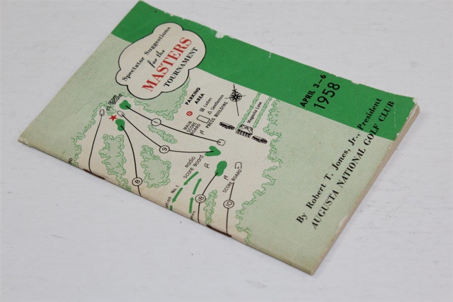 1958 Masters Tournament Spectator Guide - Arnie's First Green Jacket