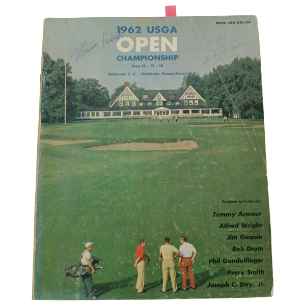 1962 US Open  at Oakmont Program Signed by Arnold Palmer (Picture With His Father) JSA ALOA
