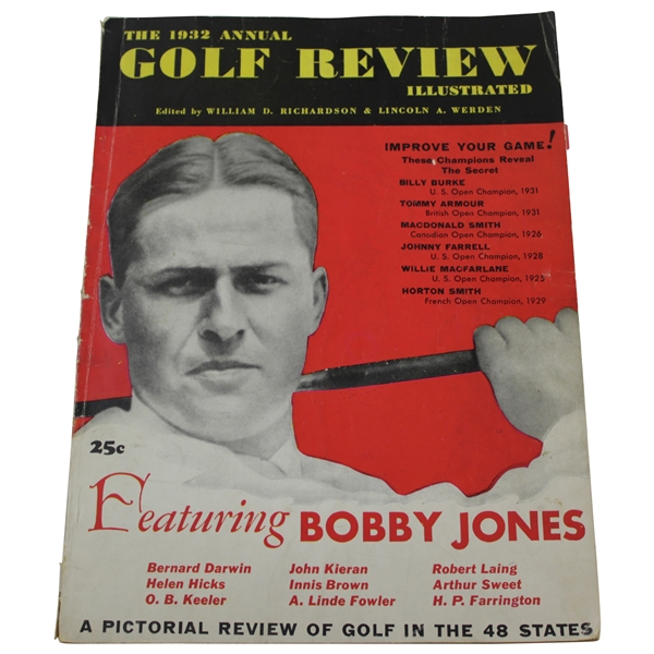 Bobby Jones Featured Cover - 1932 Annual Golf Review Illustrated Magazine