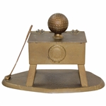 Vintage Sand Tee Box with Mesh Pattern Golf Ball Lid & Leaning Golf Club