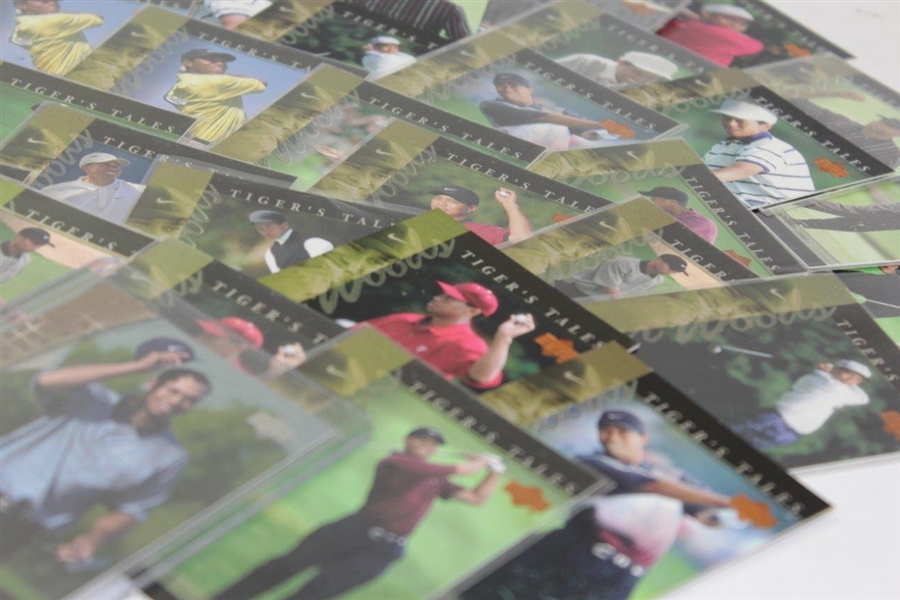 Forty (40) Various Tiger Woods 'Tiger's Tales' Golf Cards with Victory March(1) &  Stat Leaders(1)