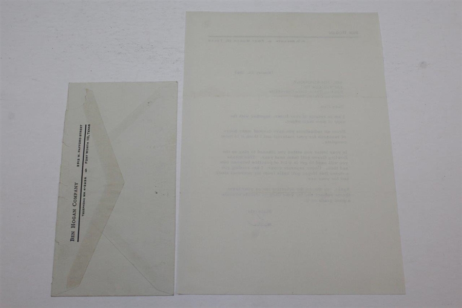  Ben Hogan Signed January 24, 1963 Typed Letter to Jim Ringholz with Envelope JSA ALOA
