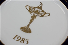 1985 The Ryder Cup at The Belfry Ltd Ed  Aynlsey Wall Blue with Gold 'Trophy' Porecelain Plate