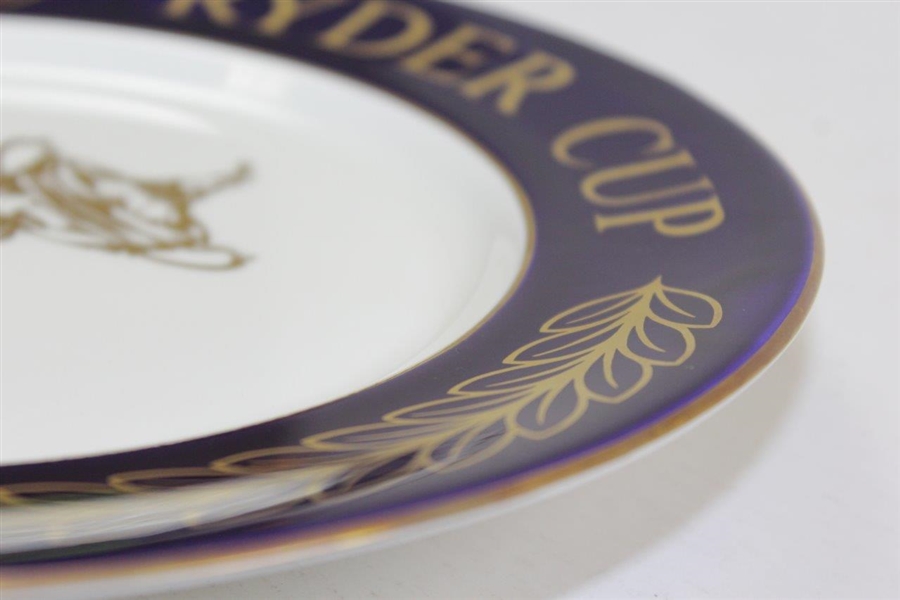 1985 The Ryder Cup at The Belfry Ltd Ed  Aynlsey Wall Blue with Gold 'Trophy' Porecelain Plate