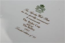 1985 The Ryder Cup at The Belfry Ltd Ed  Aynlsey Wall Blue with Gold 'Trophy' Porecelain Plate