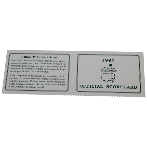 1997 Masters Tournament Official Scorecard - Tigers First Green Jacket