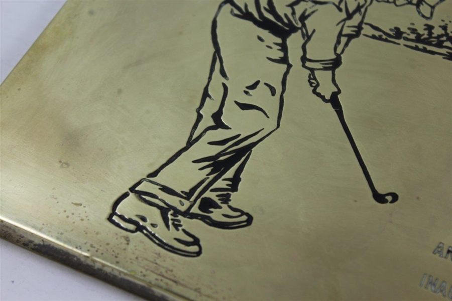Classic Stamped Gold Metal Sign 'Golf: An Inefficiaent Attempt to Direct An....'