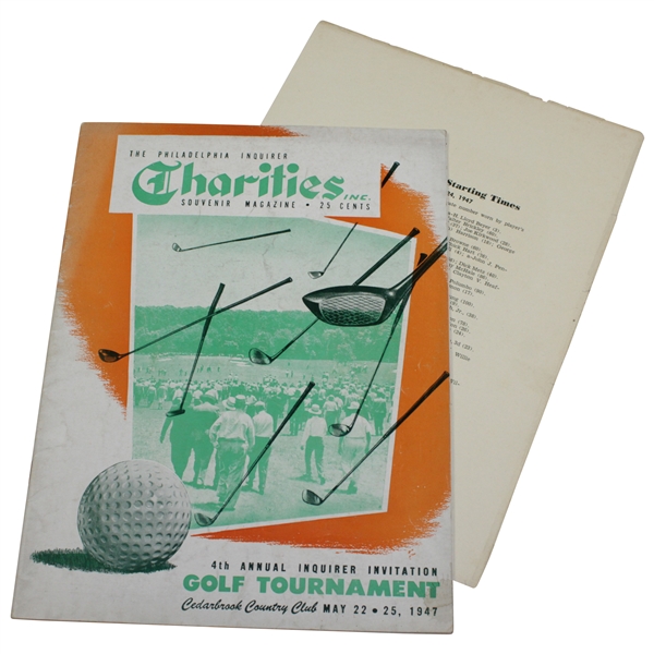1947 4th Annual Inquirer Invitation at Cedarbrook CC Program with Pairing Sheet