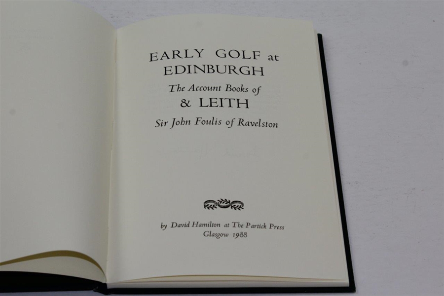 Ltd Ed 'Early Golf at Edinburgh and Leith' Book by David Hamilton - #209 - 1988