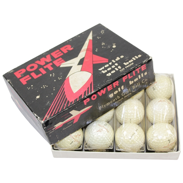 Complete Dozen Power Flite Golf Balls by Plymouth Golf Ball Co. in Original Box