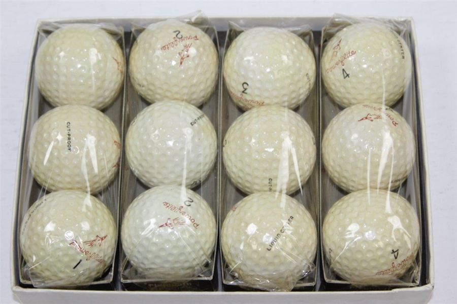 Complete Dozen 'Power Flite' Golf Balls by Plymouth Golf Ball Co. in Original Box