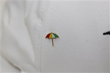 Arnold Palmer Signed Umbrella  Logo White Hat with Umbrella Pin JSA #P37402