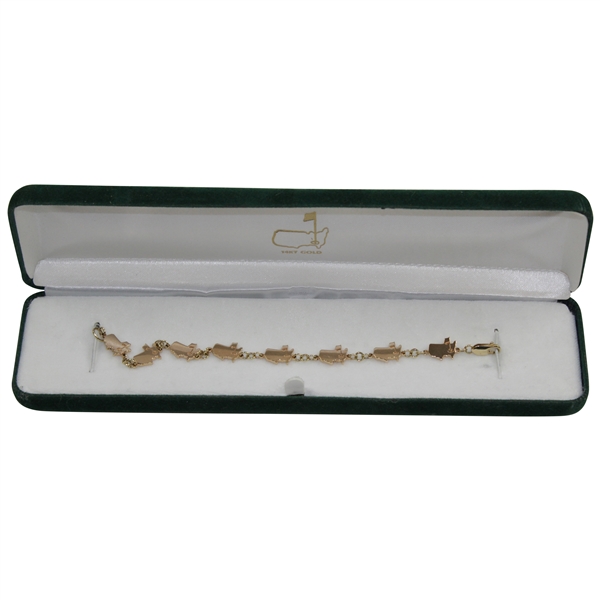 Augusta National Golf Club Logo 14kt Golf Bracelet in Original Geen Felt Case - 7"