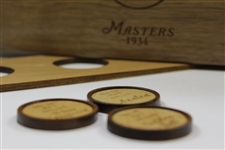 Augusta National Golf Club Ltd Ed Wooden Ball Marker Set in '1934 Masters' Wood Case & Original Box