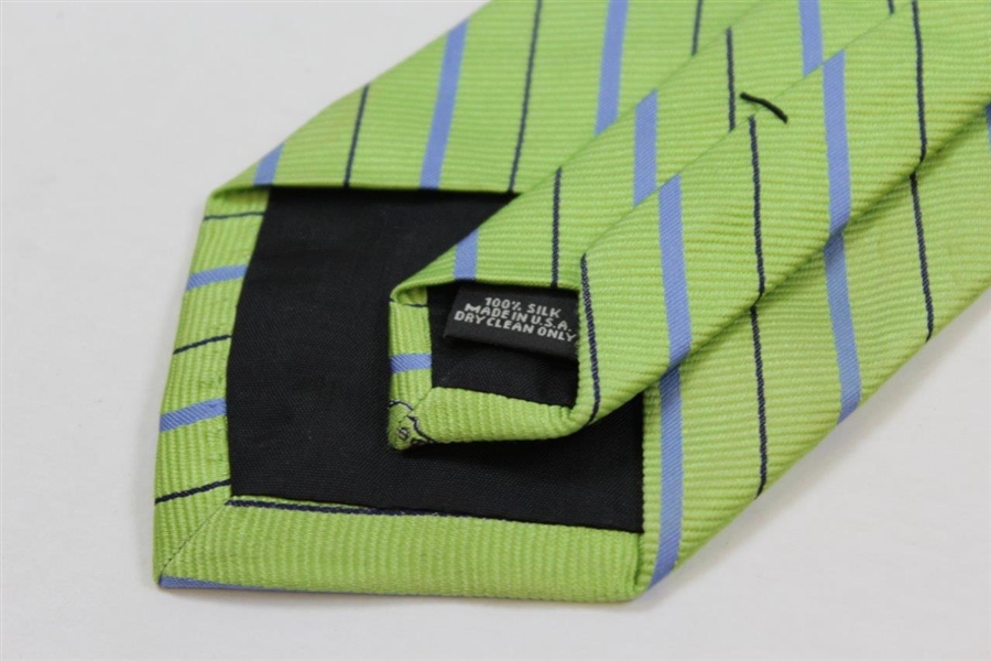 Augusta National Golf Club 100% Silk Lime Green/Lt Blue Tie
