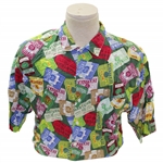 Augusta National Golf Club Series Badges & Tickets Collage Collared Golf Shirt - Green Base - Size L