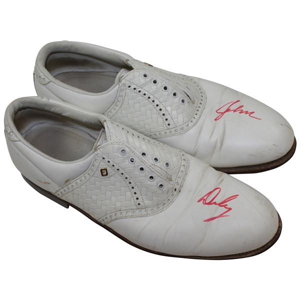 John Daly Signed Pair of Personal FootJoy White Golf Shoes - John & Daly JSA ALOA