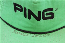 Karsten Solheim Signed Lime Green PING Hat JSA ALOA