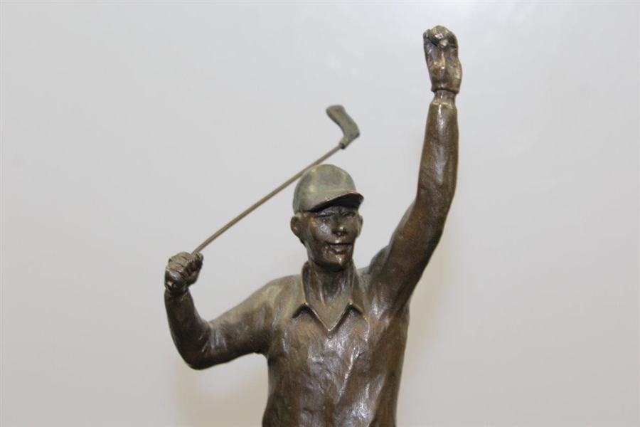 Artist Mark Hopkins Ltd Ed Solid Bronze Golfer Raised Hands In Victory - 150/950